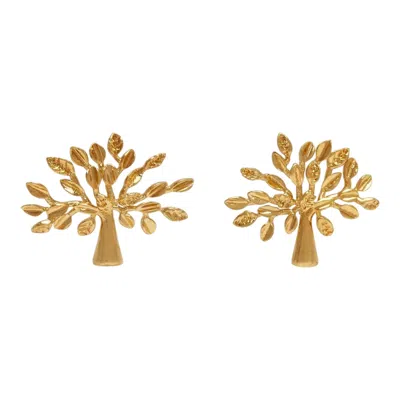 Mulberry Logo Tree Stud Earrings In Green