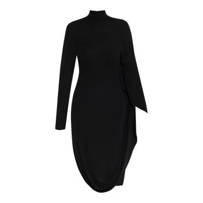 Stella Mccartney Draped High-neck Midi Dress In Black