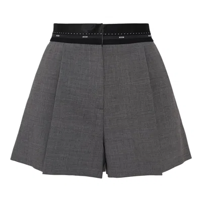 Msgm Pleated Shorts In Gray