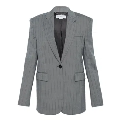 Stella Mccartney Single-breasted Pinstripe Jacket In Gray