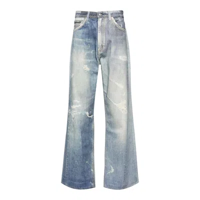 Our Legacy Mens Digital Denim Print Third Cut Faded-wash Denim Jeans In Blue