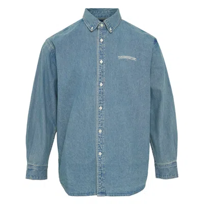 Thisisneverthat Washed Denim Zip Shirt In Blue