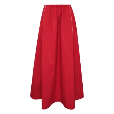 Msgm Gathered Midi Skirt In Red