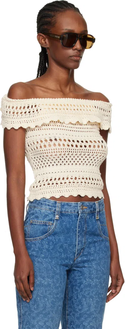 Isabel Marant Étoile Zaelle Off The Shoulder Crochet Top In Neutral