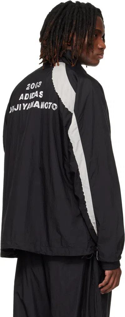 Y-3 Casual Black Jacket With Light Grey Diagonal Stripe In Black