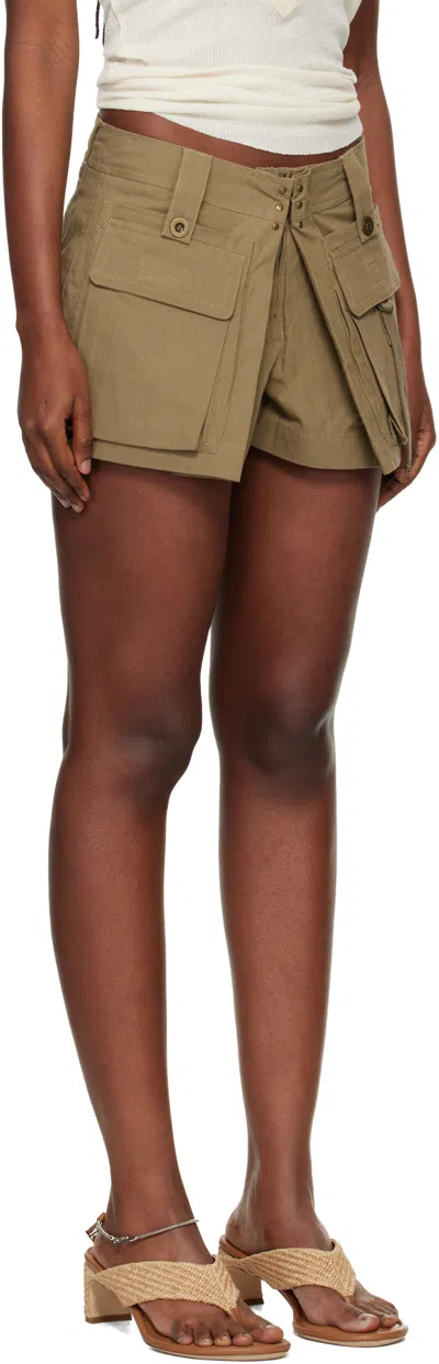 Isabel Marant Barta Cargo Shorts Straps Multiple Pockets In Brown