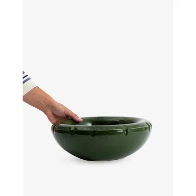 Home Studyo Moss Gloss Mick Big Ceramic Bowl In Green