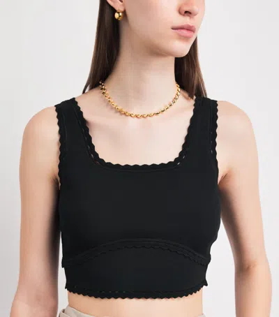 Sandro Paris Knitted Crop Top In Black