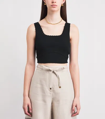 Sandro Paris Knitted Crop Top In Black