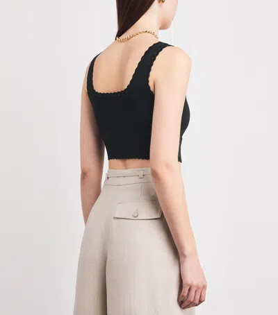 Sandro Paris Knitted Crop Top In Black