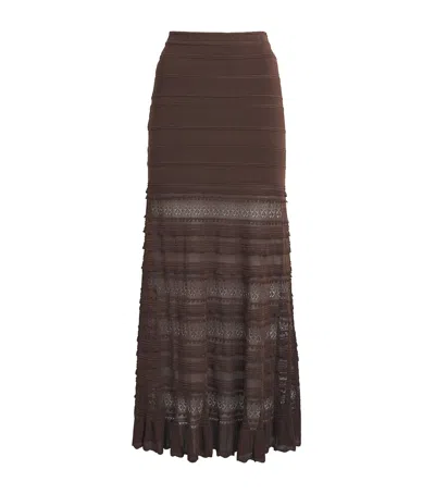 Sandro Andriane Pointelle Knit Maxi Skirt In Brown