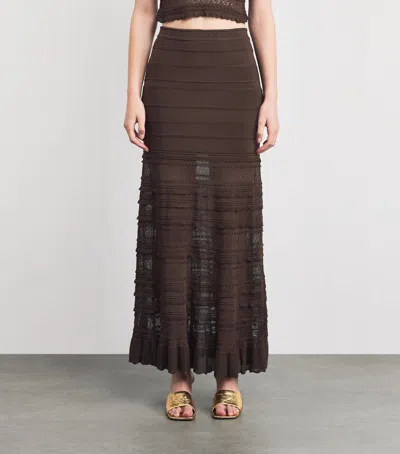 Sandro Andriane Pointelle Knit Maxi Skirt In Brown