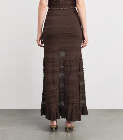 Sandro Andriane Pointelle Knit Maxi Skirt In Brown