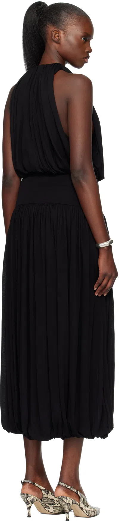 Totême Black Fluid Viscose Gathered Midi Dress In Burgundy