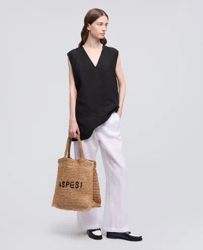 Aspesi Raffia Tote Bag In Sand