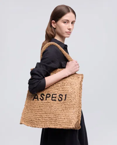 Aspesi Raffia Tote Bag In Sand