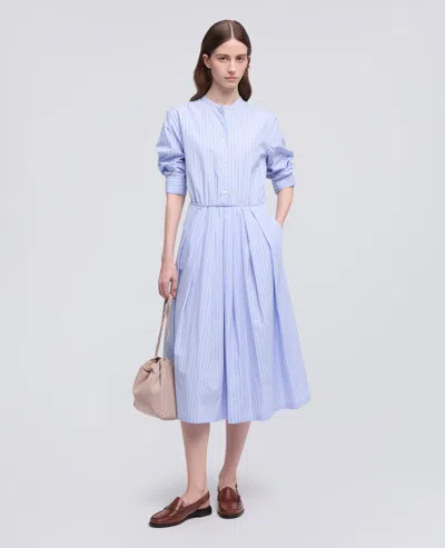 Aspesi Striped Cotton Poplin Dress In Blue