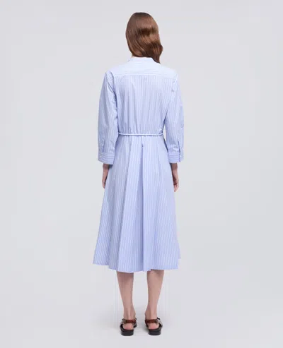 Aspesi Striped Cotton Poplin Dress In Blue