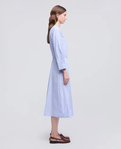 Aspesi Striped Cotton Poplin Dress In Blue