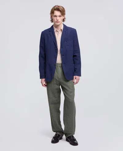 Aspesi Unlined Linen Blazer In Blue