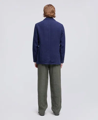 Aspesi Unlined Linen Blazer In Blue