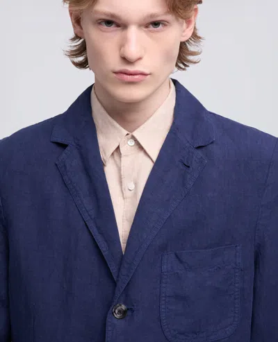Aspesi Unlined Linen Blazer In Blue