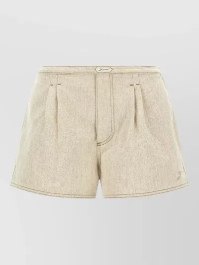 Jacquemus Women Beige Le Short De-nimes Amelo Shorts, 28 Luxury Shorts For Women Darveys In Metallic