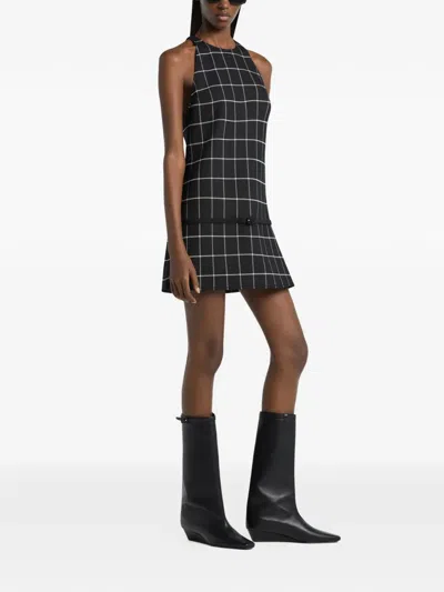Courrèges Checked-pattern A-line Mini Dress In Black
