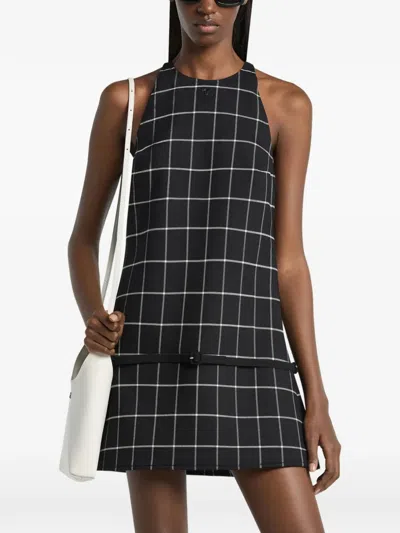 Courrèges Checked-pattern A-line Mini Dress In Black