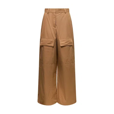 Stella Mccartney Wide Leg Nylon Blend Silk Cargo Trousers In Brown