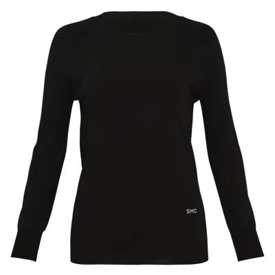 Stella Mccartney Womens Black Logo-embroidered Compact-knit Top In Black