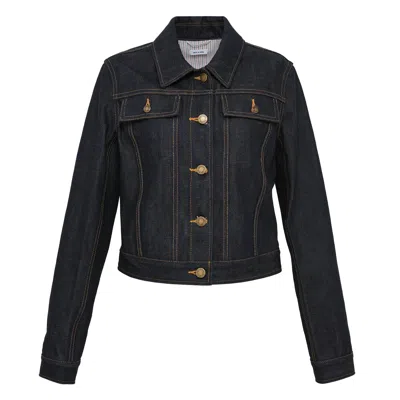 Thom Browne Japanese Selvedge Denim Jacket Puffer Jackets Blue In Black
