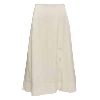 Jil Sander Beige Solid Flared Midi Skirt In White