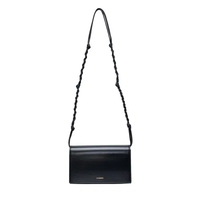 Jil Sander Tangle Wallet With Shoulder Strap In Black