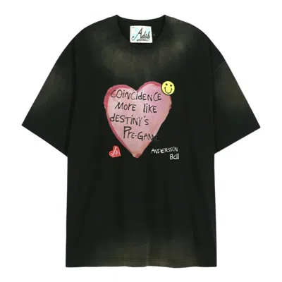 Andersson Bell Black Essential Spray Wash Heart Message T-shirt In Black