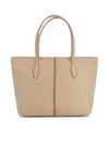 TOD'S Beige Leather Shopping Bag,XBWAMFAA300RIAB010