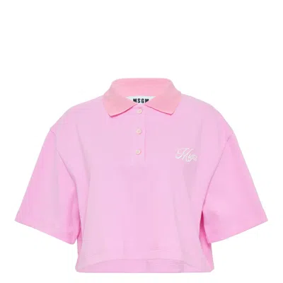 Msgm Collared Polo Top In Multi