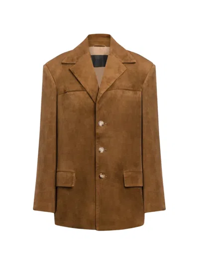 Dondup Button Suede Blazer In Brown