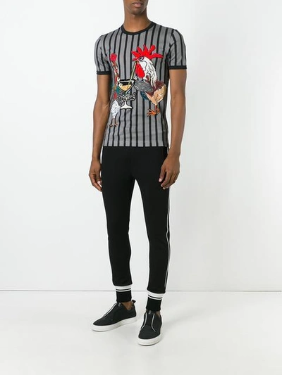 Shop Dolce & Gabbana Rooster Print T In Grey