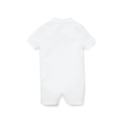 Ralph Lauren Solid Cotton Interlock Polo Romper In White