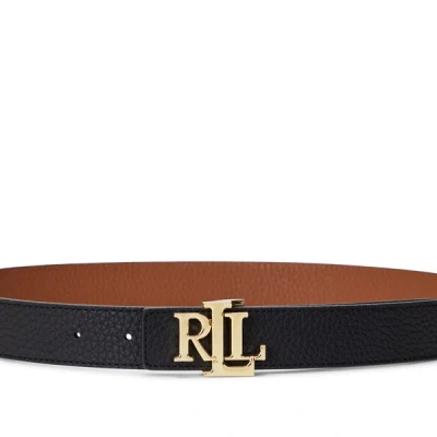 Ralph Lauren Reversible Belt In Hammered Cowhide In Black