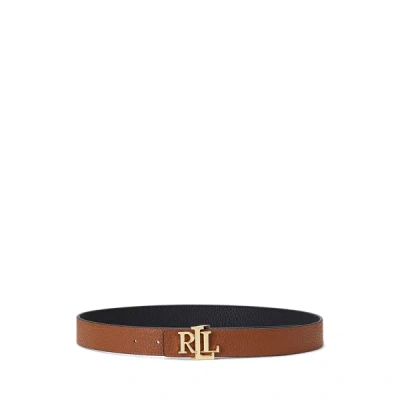 Ralph Lauren Reversible Belt In Hammered Cowhide In Black