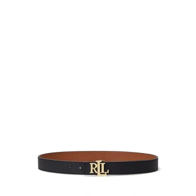 Ralph Lauren Reversible Belt In Hammered Cowhide In Black