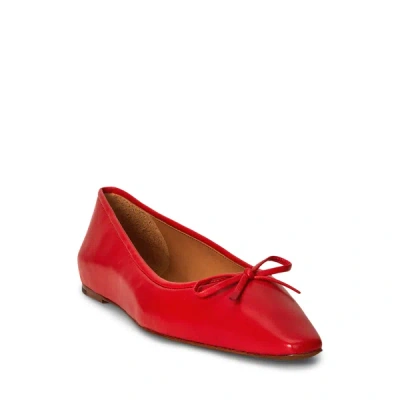 Polo Ralph Lauren Pointed Leather Ballet Flat In Ruby In Red