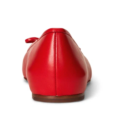 Polo Ralph Lauren Pointed Leather Ballet Flat In Ruby In Red
