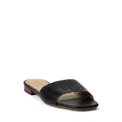 Ralph Lauren Everley Calfskin Slide Sandal In Black In Multi