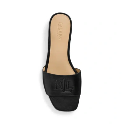 Ralph Lauren Everley Calfskin Slide Sandal In Black In Multi