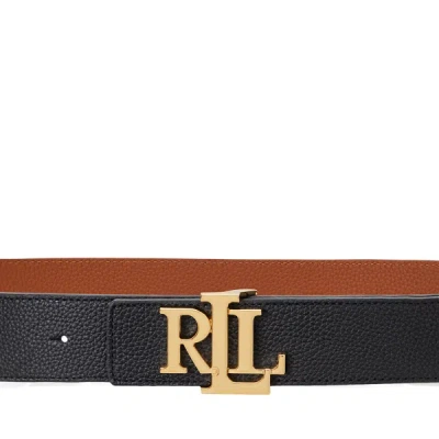 Ralph Lauren Reversible Belt In Hammered Cowhide In Black