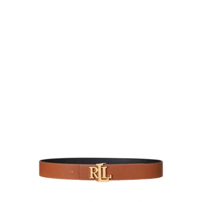 Ralph Lauren Reversible Belt In Hammered Cowhide In Black