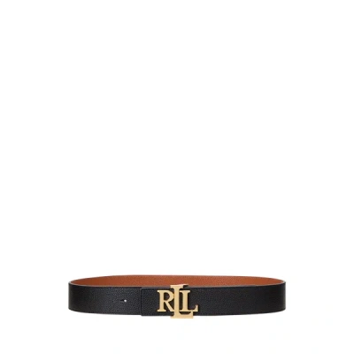 Ralph Lauren Reversible Belt In Hammered Cowhide In Black
